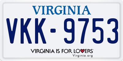 VA license plate VKK9753