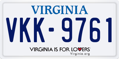 VA license plate VKK9761