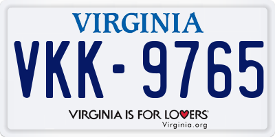 VA license plate VKK9765