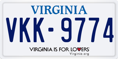 VA license plate VKK9774