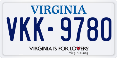 VA license plate VKK9780