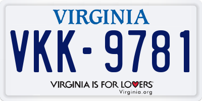 VA license plate VKK9781