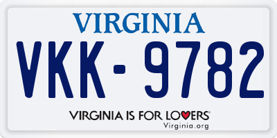 VA license plate VKK9782