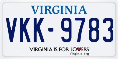VA license plate VKK9783
