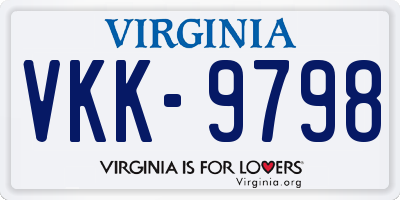 VA license plate VKK9798