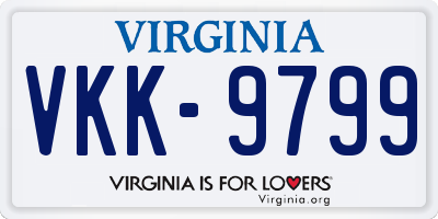 VA license plate VKK9799