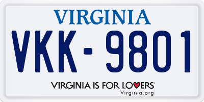 VA license plate VKK9801