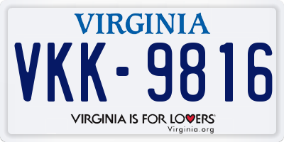 VA license plate VKK9816