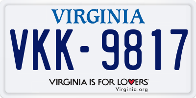 VA license plate VKK9817