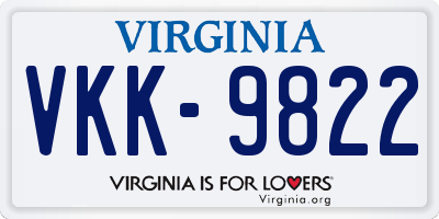 VA license plate VKK9822