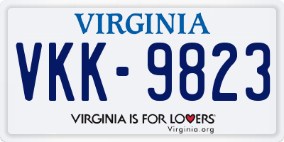 VA license plate VKK9823