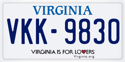 VA license plate VKK9830