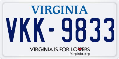 VA license plate VKK9833