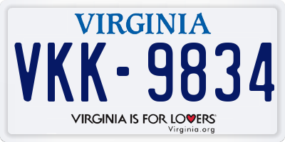 VA license plate VKK9834