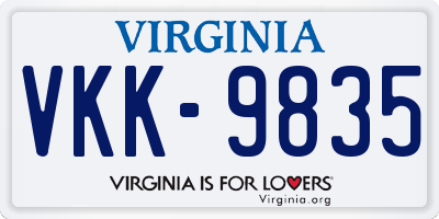 VA license plate VKK9835