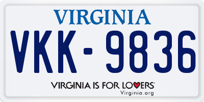 VA license plate VKK9836