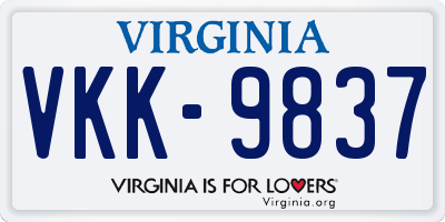 VA license plate VKK9837