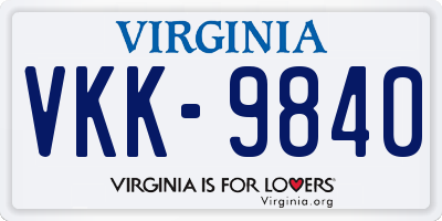 VA license plate VKK9840