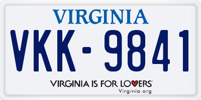 VA license plate VKK9841