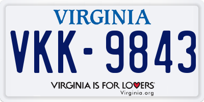 VA license plate VKK9843