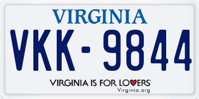 VA license plate VKK9844