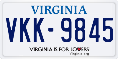 VA license plate VKK9845