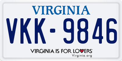 VA license plate VKK9846