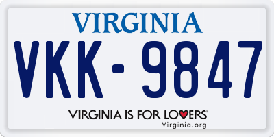 VA license plate VKK9847