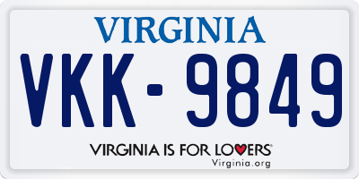 VA license plate VKK9849