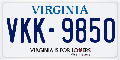 VA license plate VKK9850
