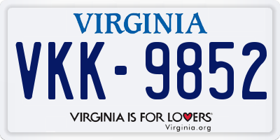 VA license plate VKK9852