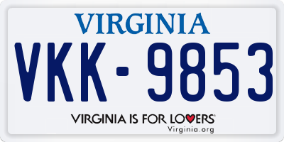 VA license plate VKK9853