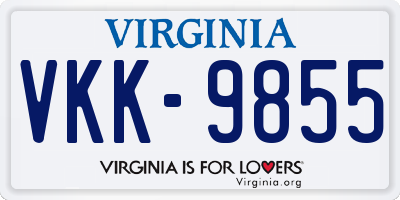 VA license plate VKK9855
