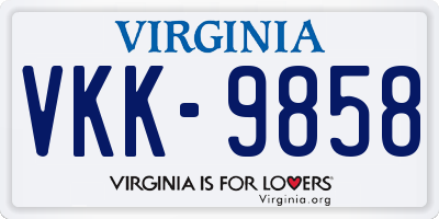 VA license plate VKK9858