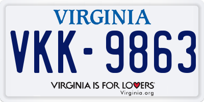 VA license plate VKK9863