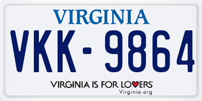 VA license plate VKK9864