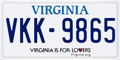 VA license plate VKK9865