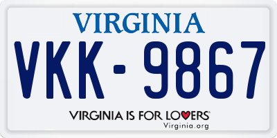 VA license plate VKK9867