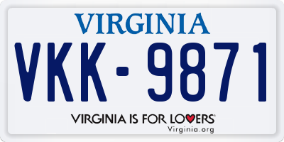 VA license plate VKK9871