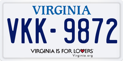VA license plate VKK9872