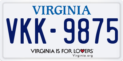 VA license plate VKK9875