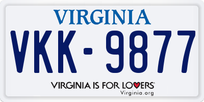 VA license plate VKK9877