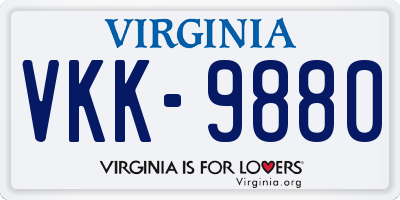 VA license plate VKK9880