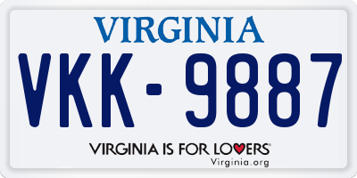 VA license plate VKK9887