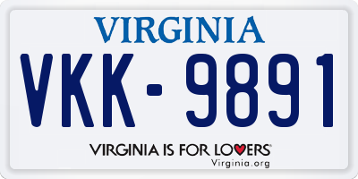 VA license plate VKK9891