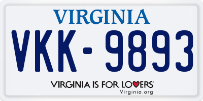 VA license plate VKK9893