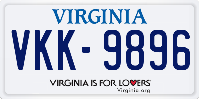 VA license plate VKK9896