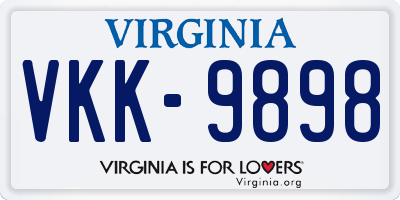 VA license plate VKK9898