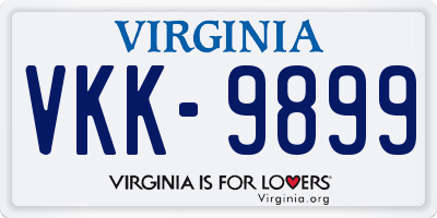 VA license plate VKK9899