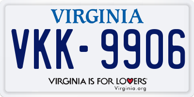 VA license plate VKK9906